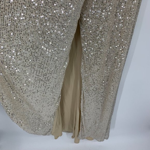 IEENA Mac Duggal Dress 26395 Long Sleeve Sequin Wrap V Neck Gown - Picture 10 of 16